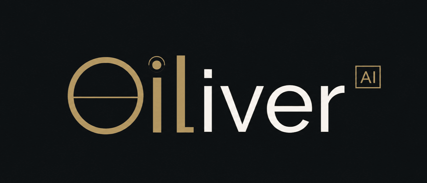 Oiliver AI Logo mit hervorgehobenem Oil-Schriftzug und abstrahierter Tankstandslinie
